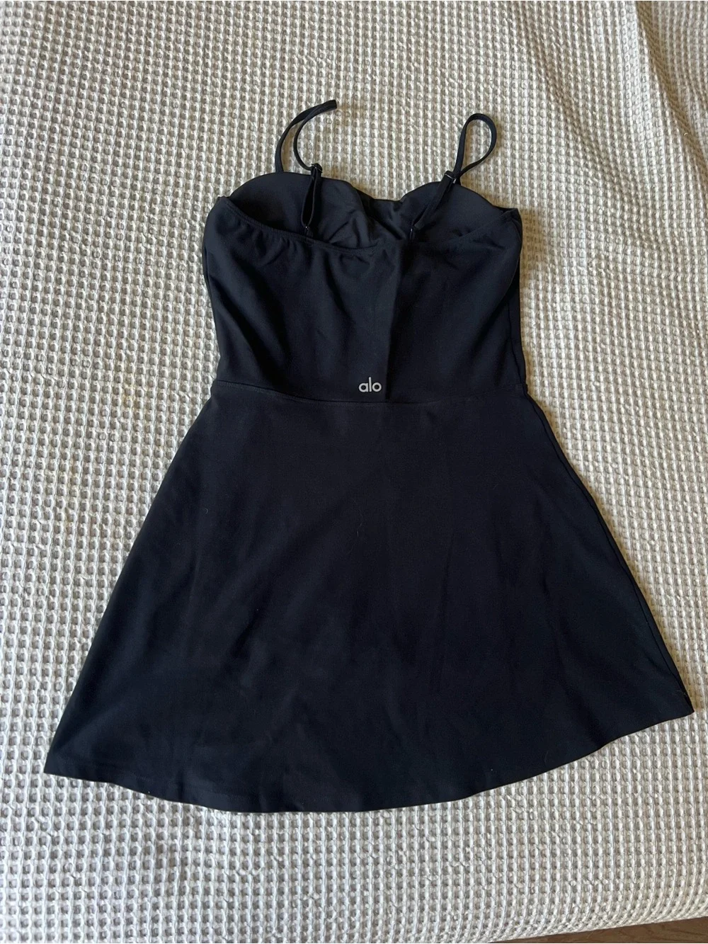 ALO Yoga Black Spaghetti-Strap Mini Dress